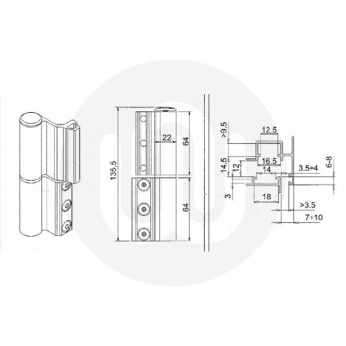 Giesse Flash XL Door Hinge